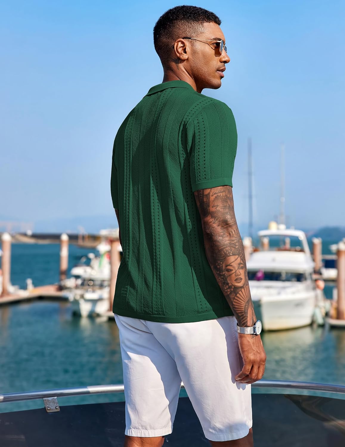 Thumbnail 2 de COOFANDY Men’s Knit Short Sleeve Button-Down Polo Shirt (Fashion Casual Summer Beach Shirt)