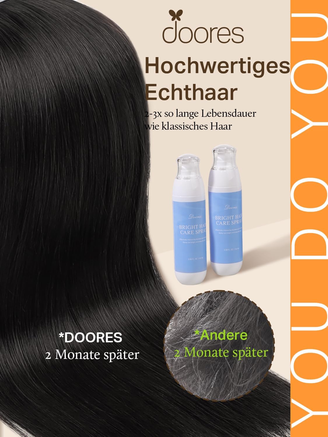 Thumbnail 2 de DOORES Echthaar Tape-in Extensions Tief Schwarz 50 cm (20 Zoll) – Remy Haarverlängerung, 100 g, 40 Stück
