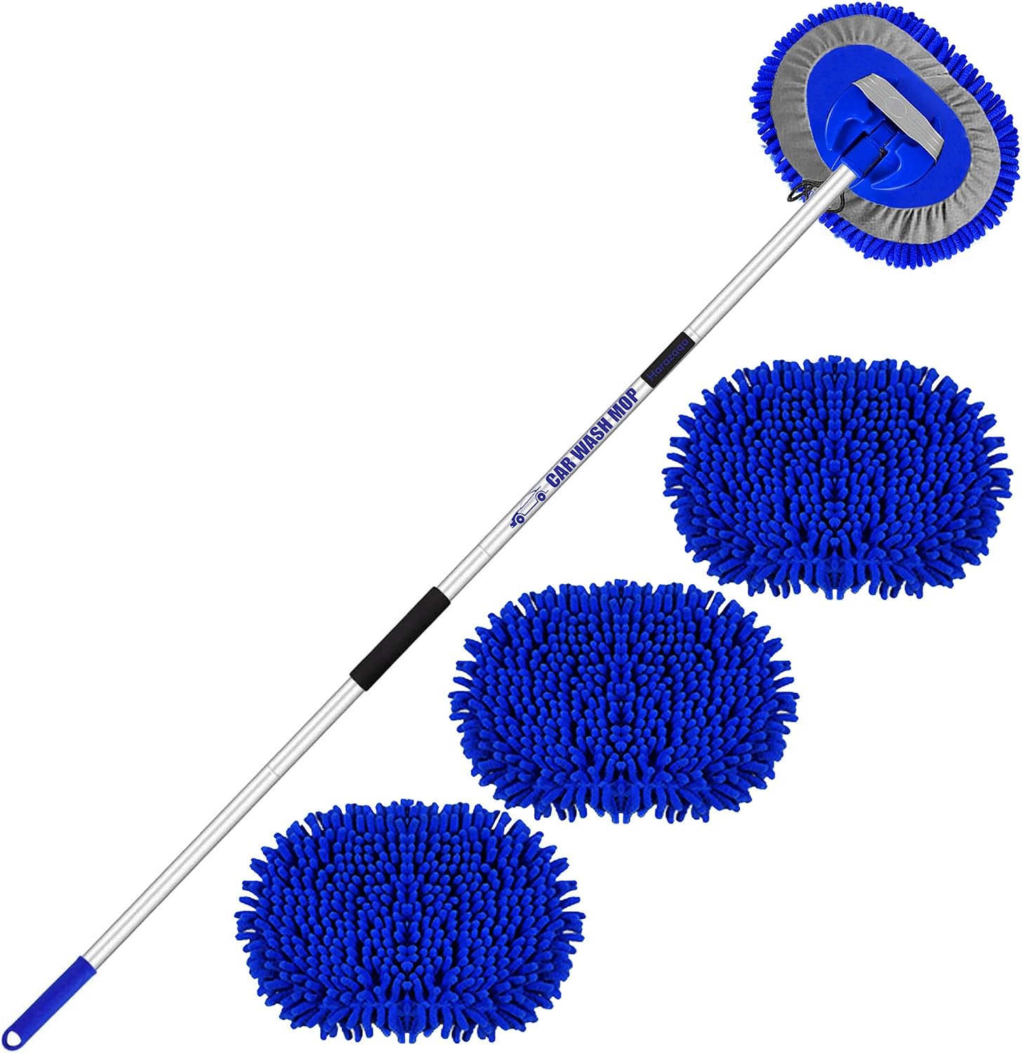 Detalle de 160cm (63") Car Wash Brush with Microfibre Heads – Extendable Long Handle Cleaning Mop Mitt (with 3 Replacement Heads)