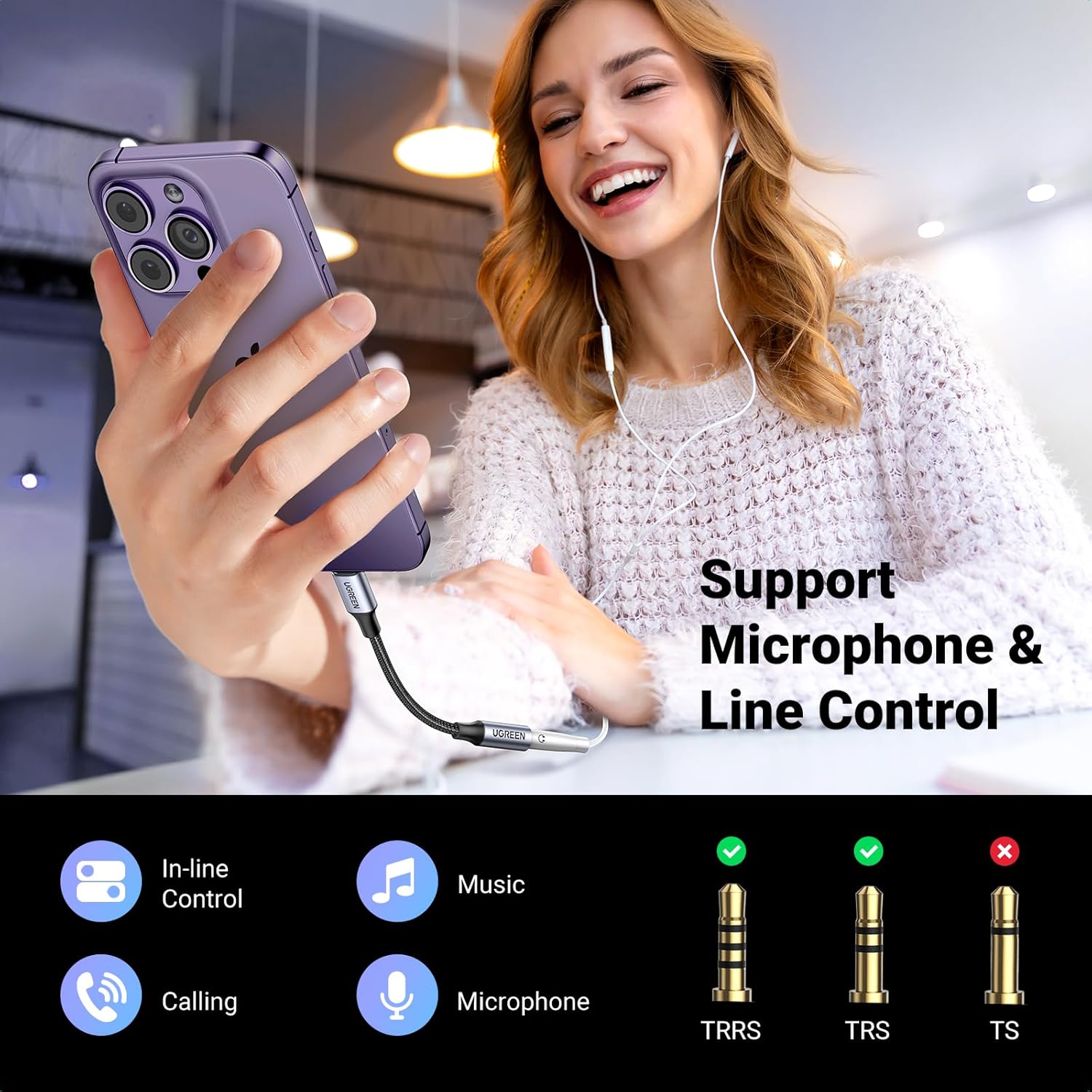 Thumbnail 3 de UGREEN Lightning to 3.5mm Headphone Adapter 1m
