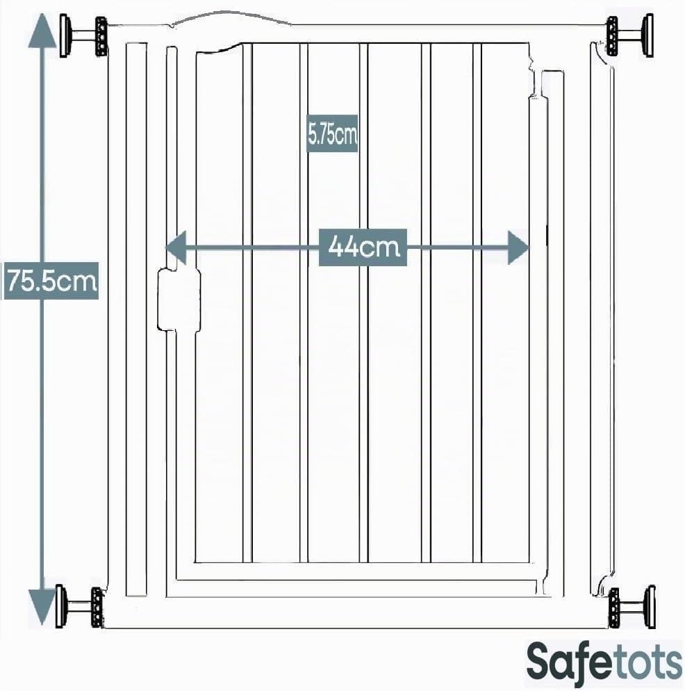 Thumbnail 2 de Safetots Druckmontage Selbstschließendes Treppengitter, 68.5 cm – 75 cm, Weiß – automatisches Türgitter für Kleinkinder