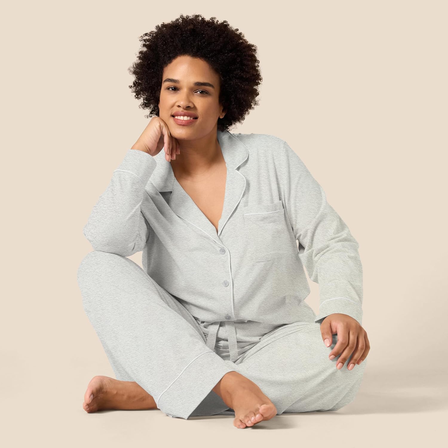 Thumbnail 6 de Damen Schlafanzug-Set aus Baumwollmodal von Amazon Essentials: langärmeliges Hemd & lange Hose