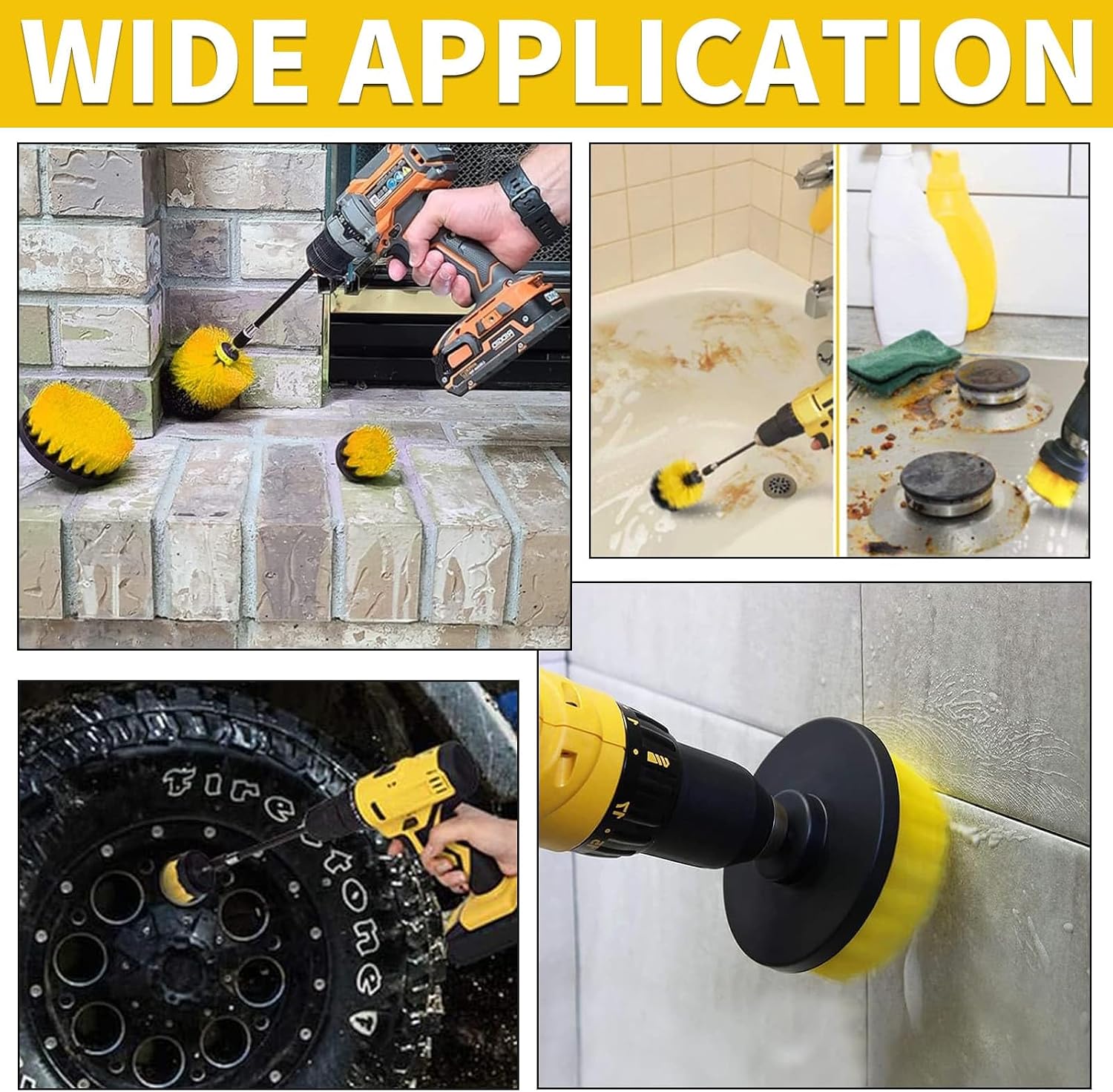 Detalle de Drill Brush Attachments Set 23 Pack Scrubber Kit – All-in-One Cleaning Power for Bathrooms and More