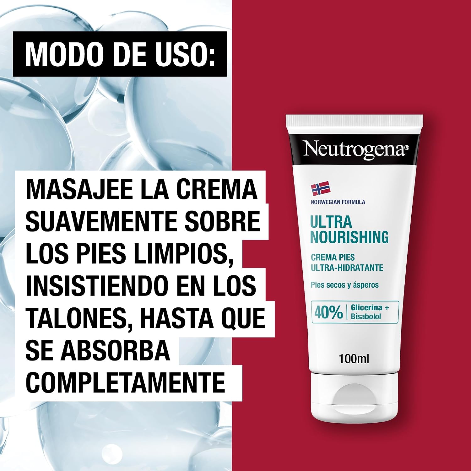 Detalle de Neutrogena Fórmula Noruega Crema Pies Ultra Hidratante (2 x 100 ml) para pies secos