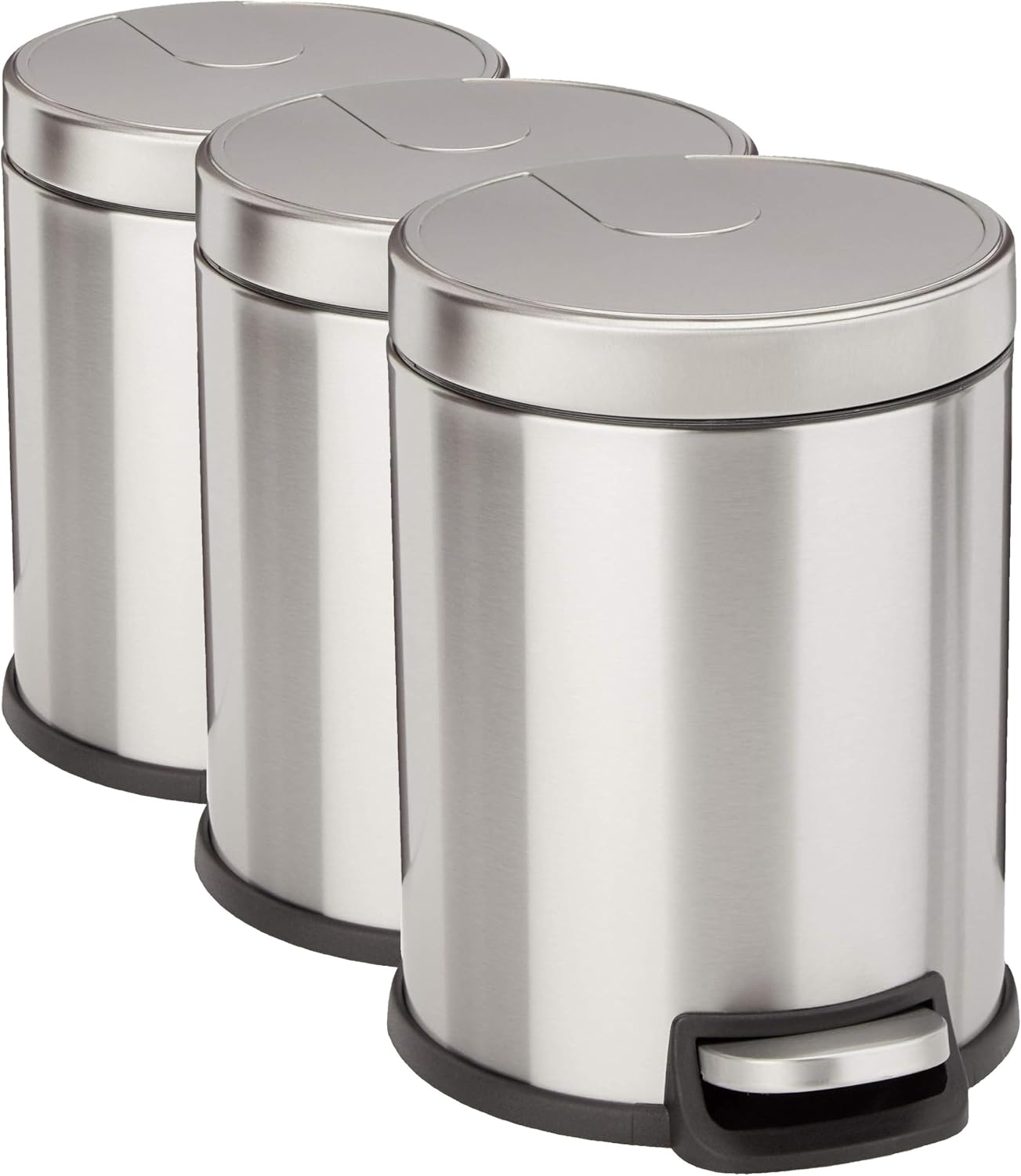 Thumbnail 6 de Amazon Basics Round Cylindrical Soft-Close 5 L Trash Can with Foot Pedal – Brushed Stainless Steel