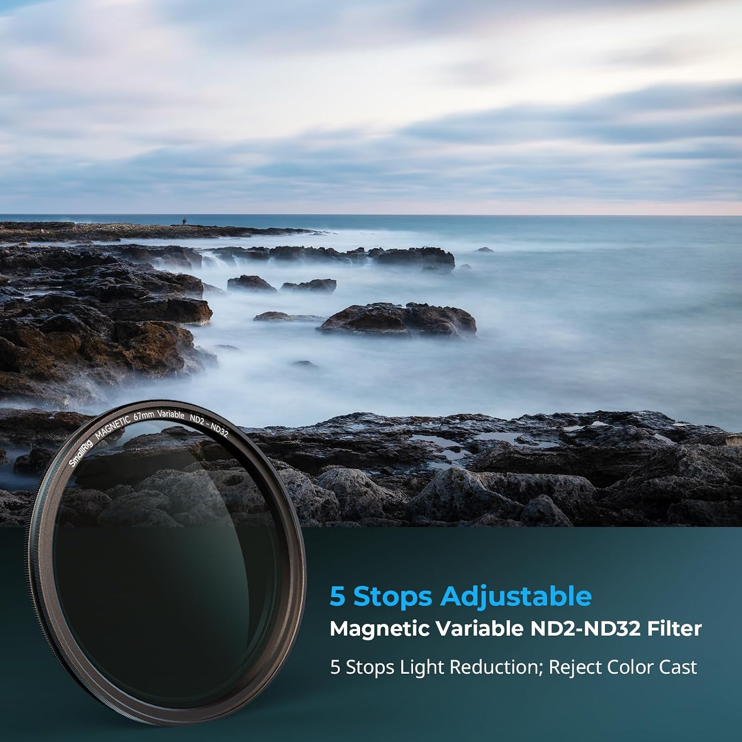 Detalle 2 de SMALLRIG Filtro ND variabile magnetico 67 mm ND2–ND32 (1–5 stop) + anello filtro filettato 67 mm