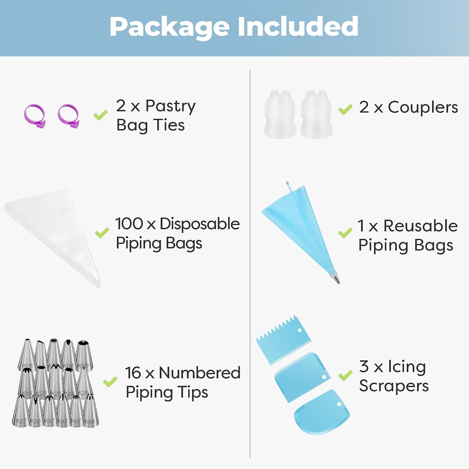 Detalle 1 de Kootek Cake Decorating Kit with 12-Inch Bags