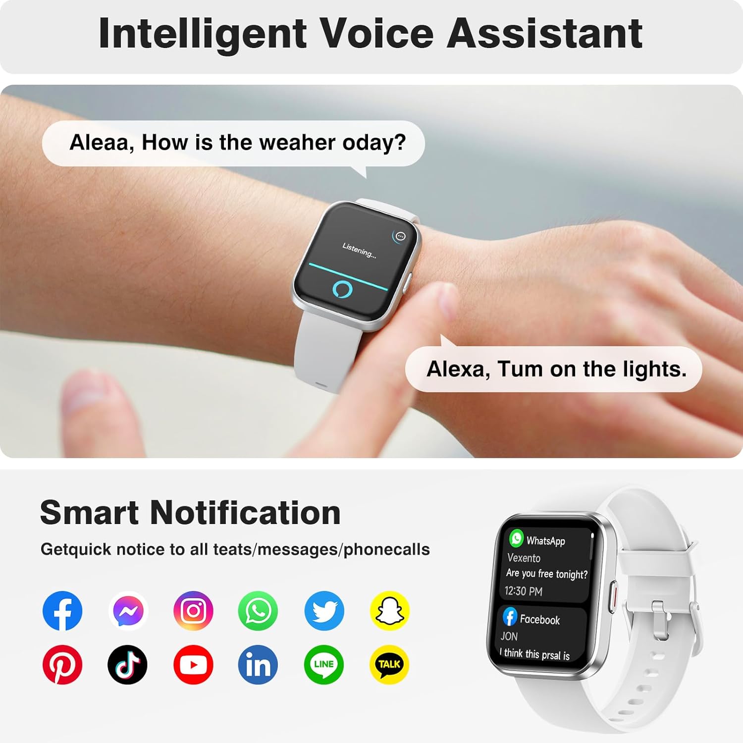 Detalle de aeac Smart Watch for Women & Men with 1.85" HD Screen, Bluetooth Calling and Health Tracking