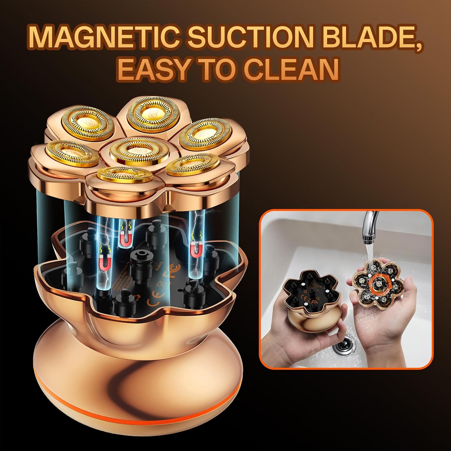 Detalle de MAXGROOM PRO Head Shaver for Bald Men – Upgraded 7D Blade, 150-Min Battery, IPX6 Waterproof