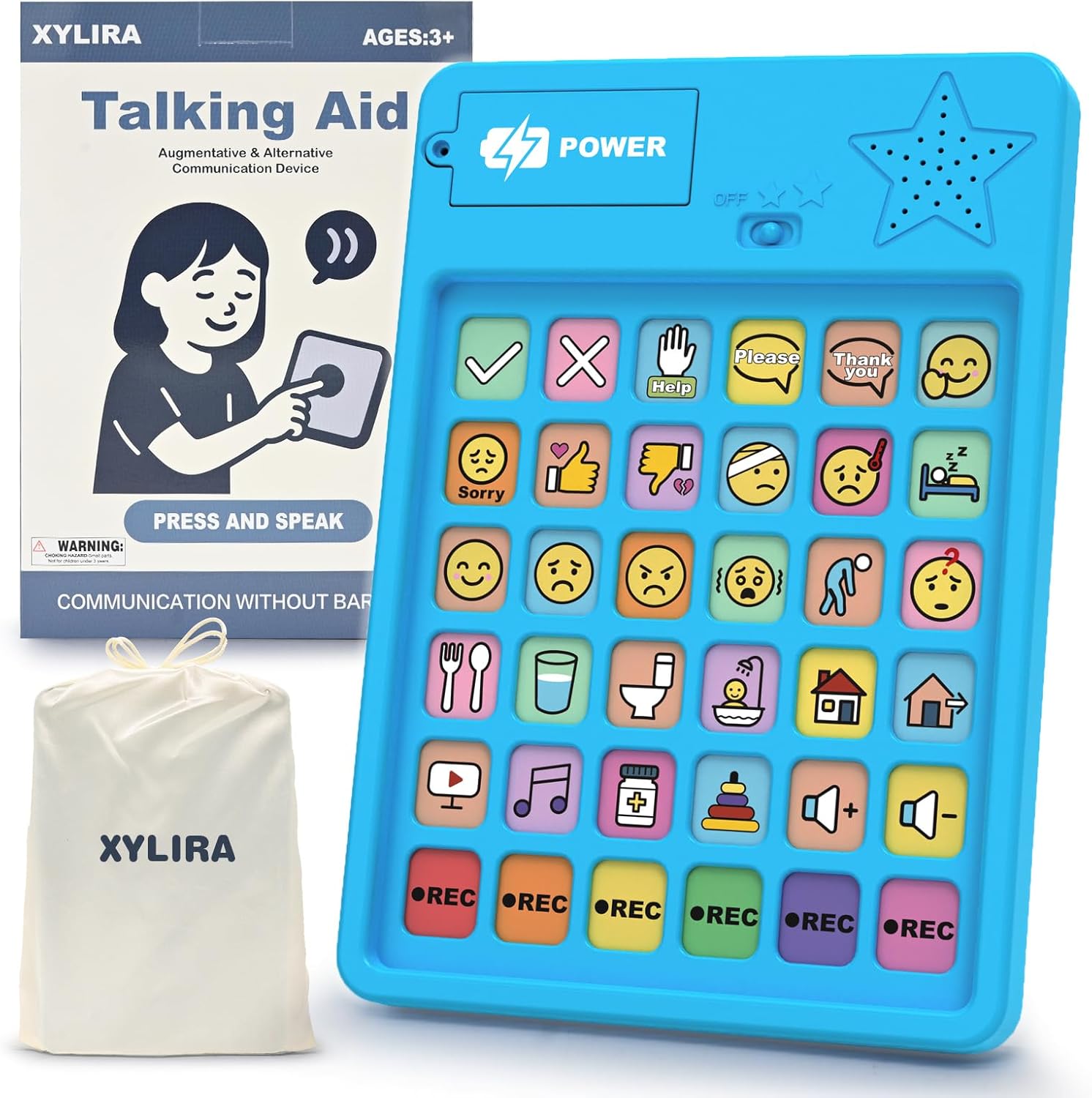Detalle de Xylira AAC Communication Device with 28 Phrases and 6 Recordable Buttons