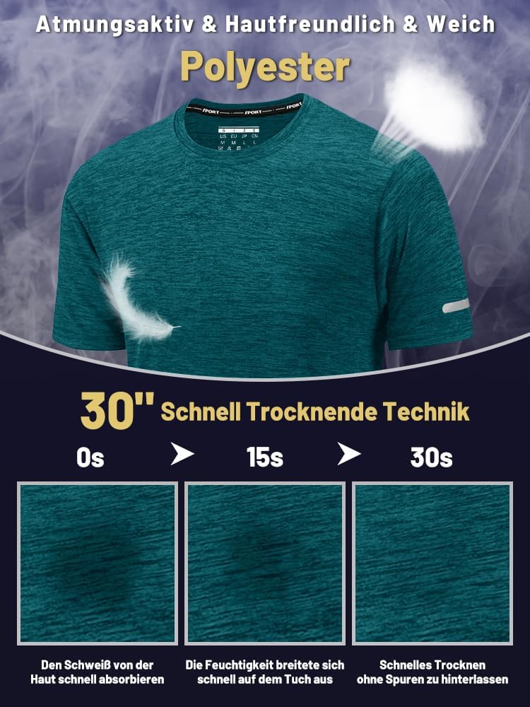 Thumbnail 2 de KEFITEVD Herren Funktionsshirt mit Rundhals – schnelltrocknend, atmungsaktiv & reflektierende Streifen