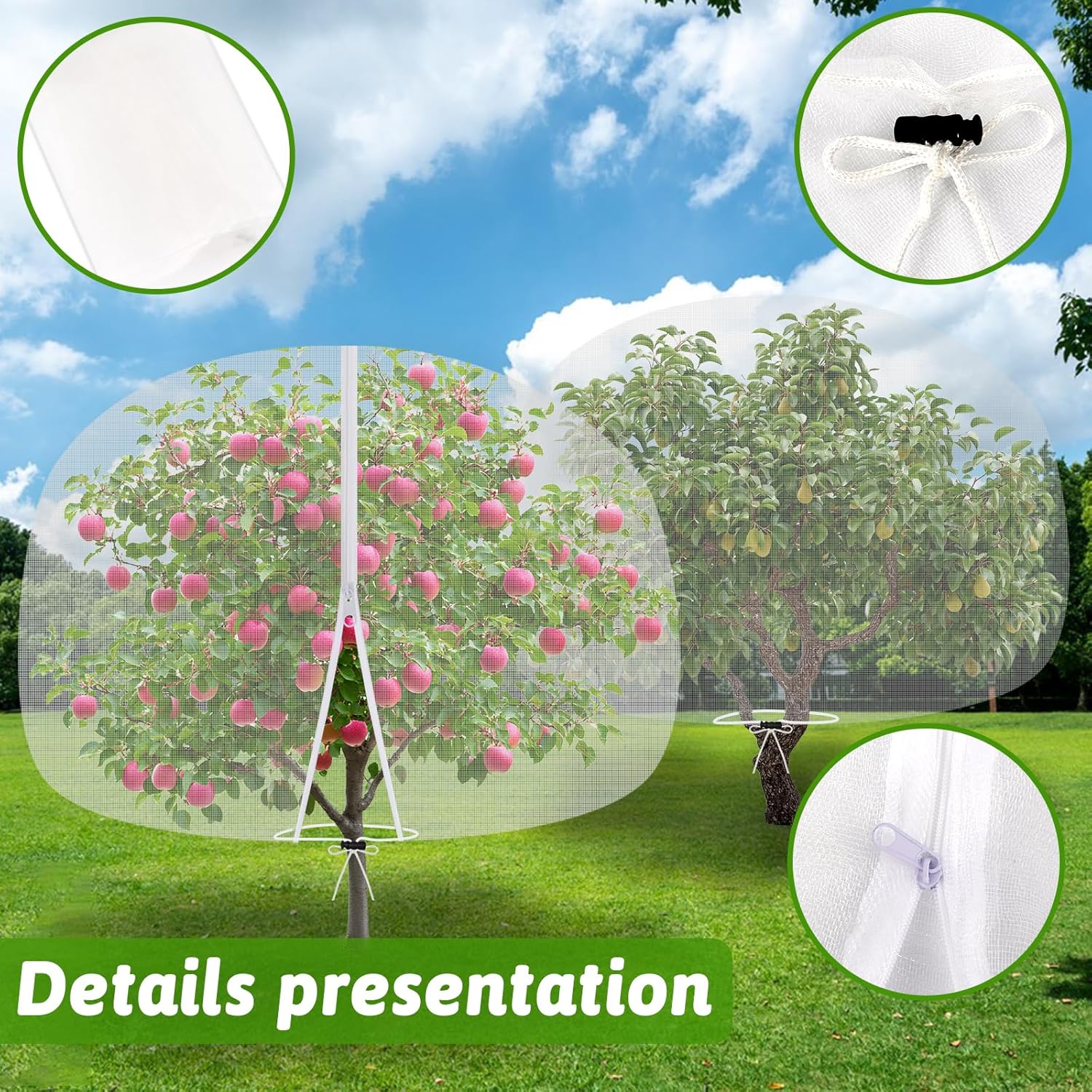 Thumbnail 3 de CAKKVDE 1 Pack Fruit Tree Netting Bird Protection with Drawstring and Zipper (180x220cm)