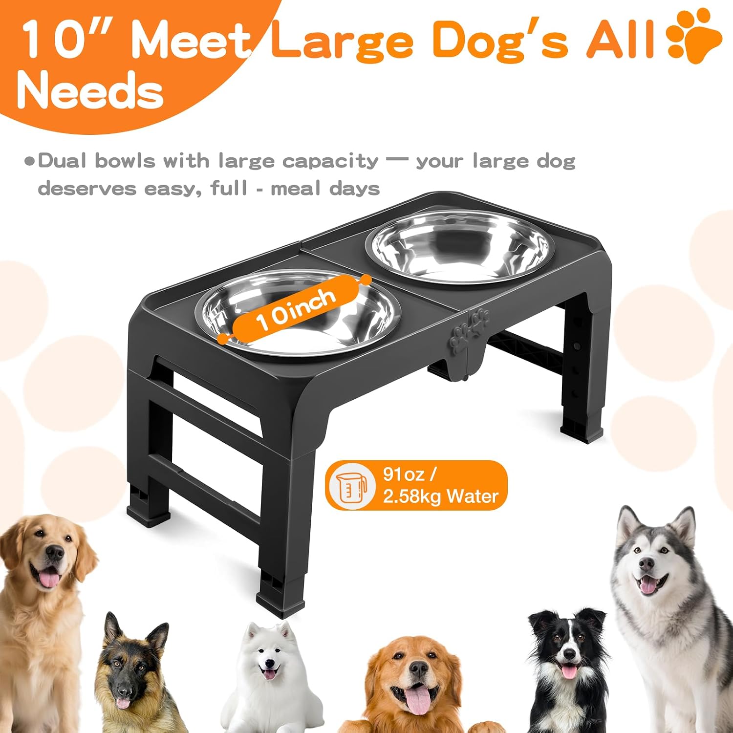 Detalle de Elevated Dog Bowls with 5 Adjustable Heights