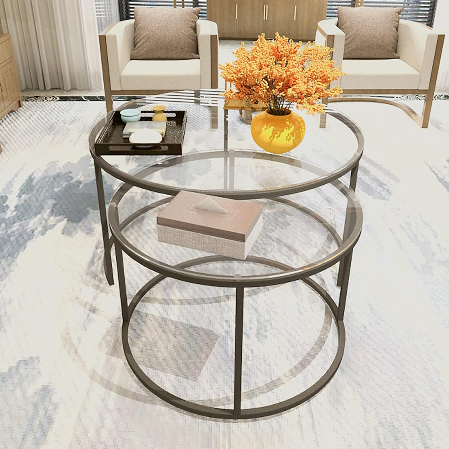 Thumbnail 5 de [en.casa] Tables gigognes rondes 2 pièces