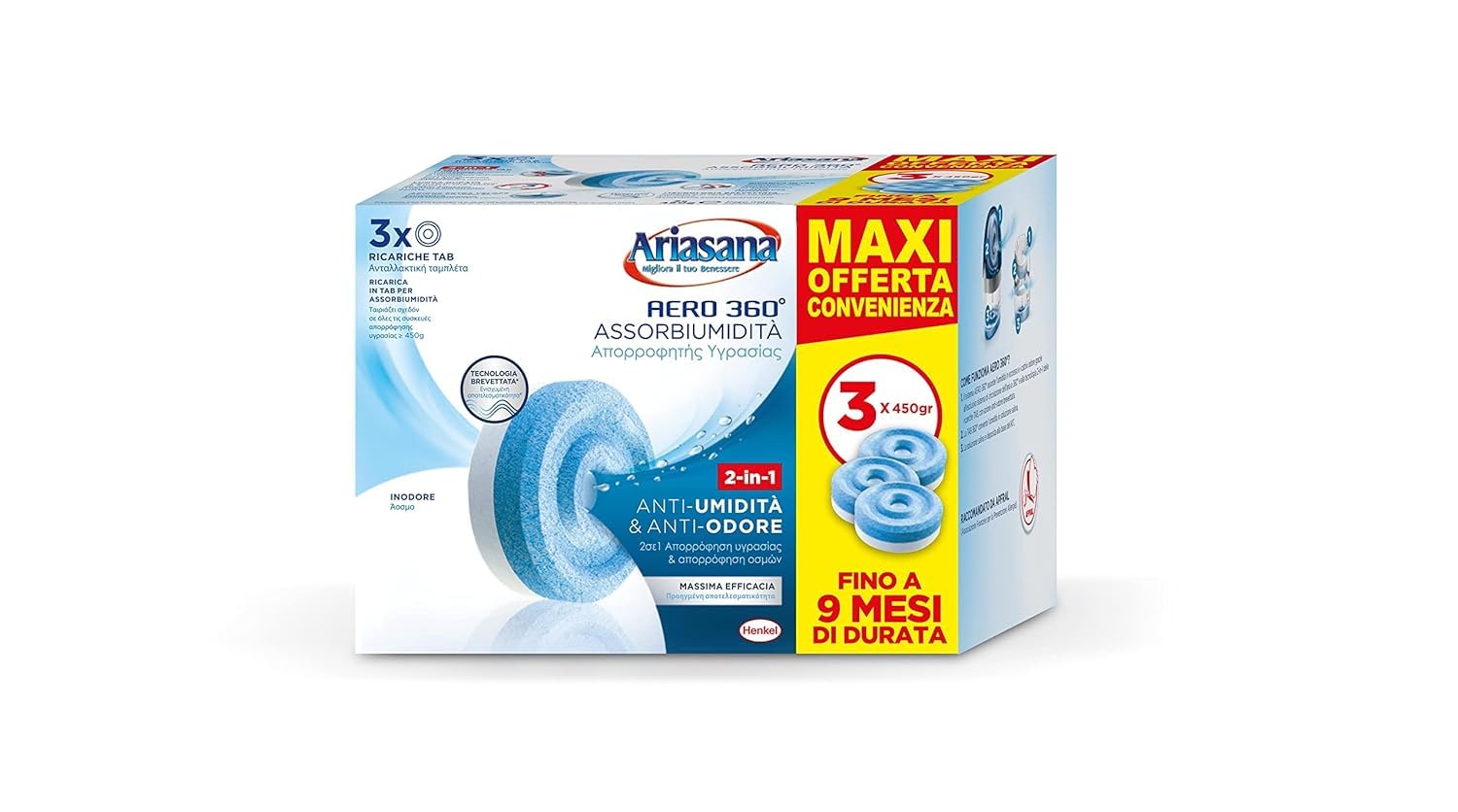 Thumbnail 2 de Ariasana Aero 360 Tab inodore 3×450 g per assorbiodori