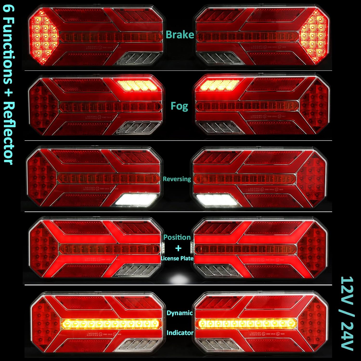 Thumbnail 2 de DARKGUARD 7-Function LED Trailer Tail Lights (12V/24V) – ECE IP67 rear lamps