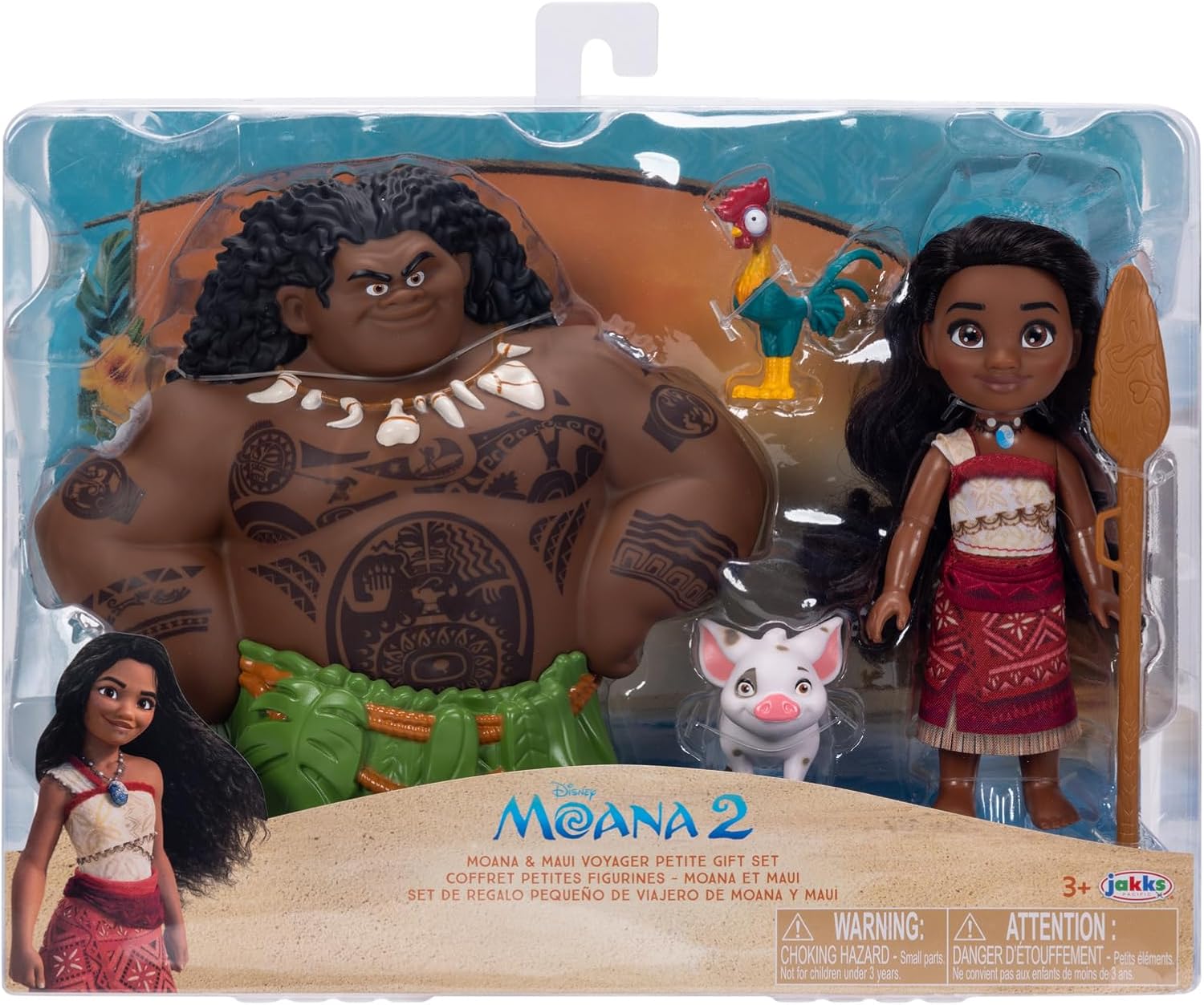 Detalle de Disney Moana & Maui Voyager Petite Dolls Gift Set – 6" tall, includes Moana, Maui, Pua & Heihei