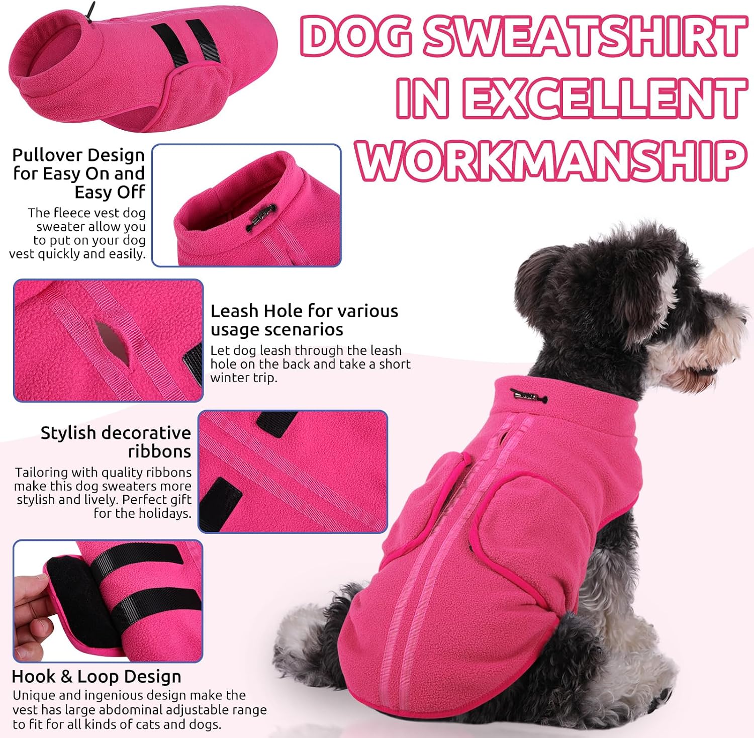 Detalle de PUZAUKAL Adjustable Dog Fleece Jumper Vest M