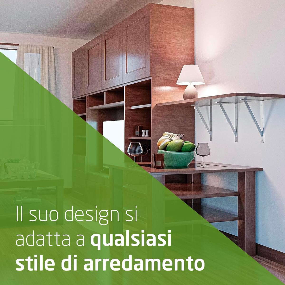 Detalle de Amig Staffa mensola - Supporto scaffale angolare in acciaio, 320 kg, 200x125 mm, argento
