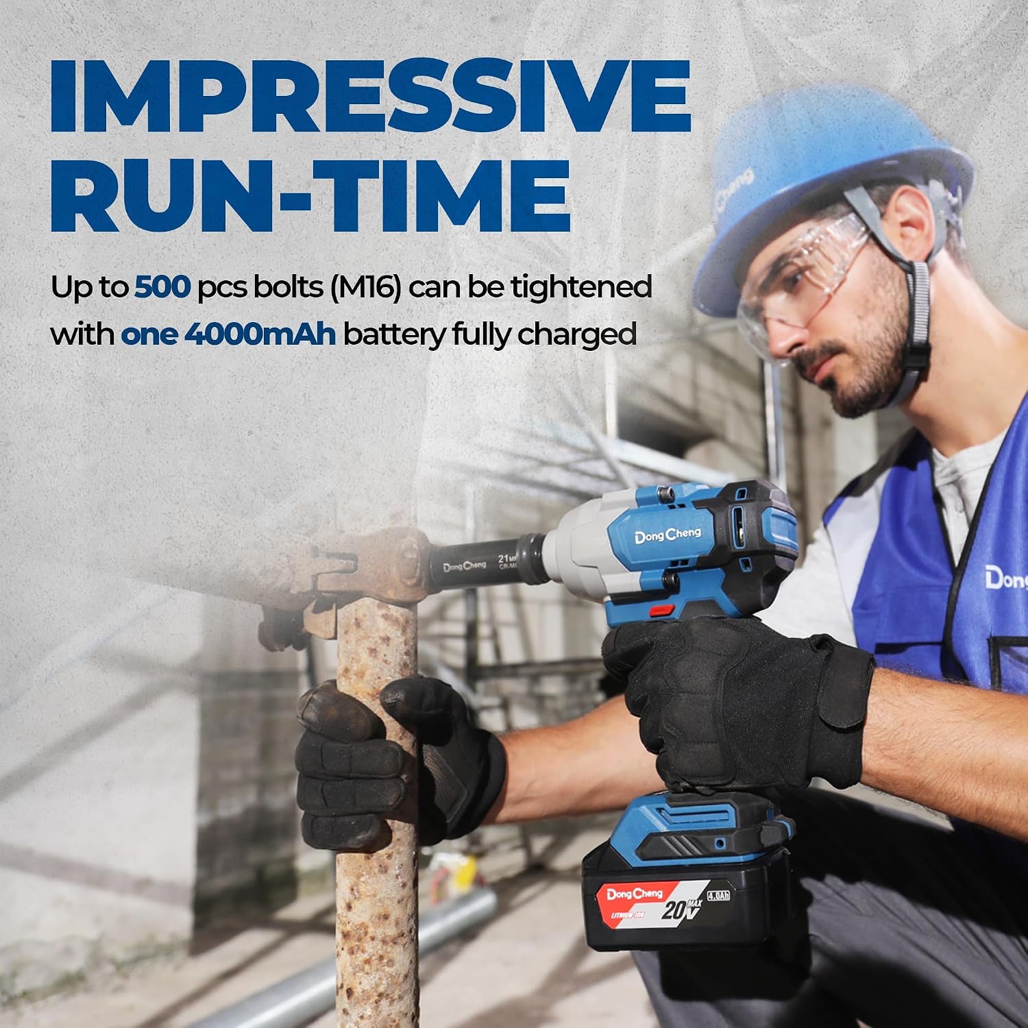 Thumbnail 6 de Dong Cheng 20V Brushless Impact Wrench 910Nm cordless 1/2in, 4-speed kit with 4.0Ah battery & charger