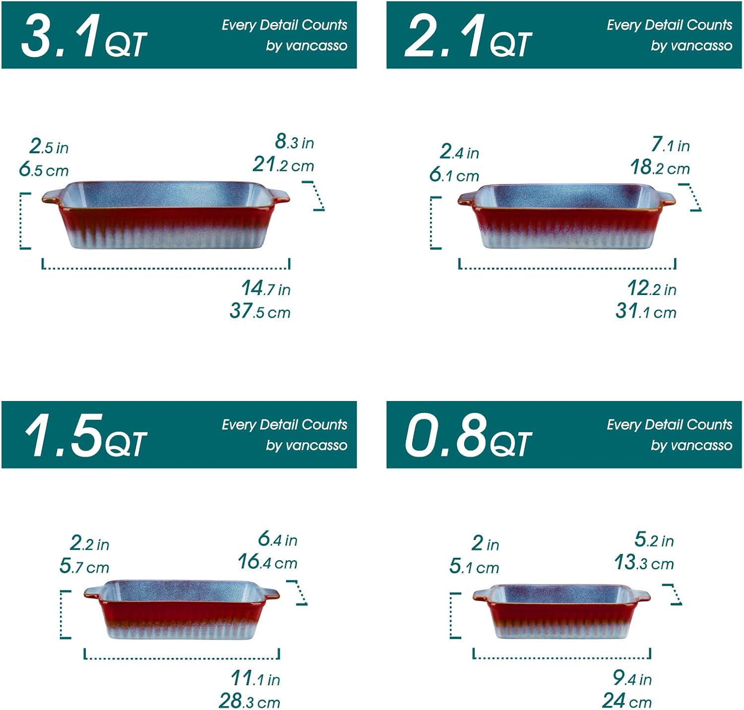 Detalle 2 de vancasso Ceramic Casserole Dishes, 9.4-inch