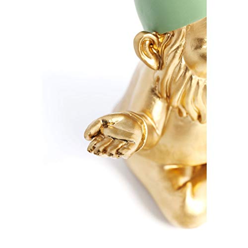 Detalle de KARE MC - Figura Decorativa Enano Meditando (19 cm) en Dorado y Verde