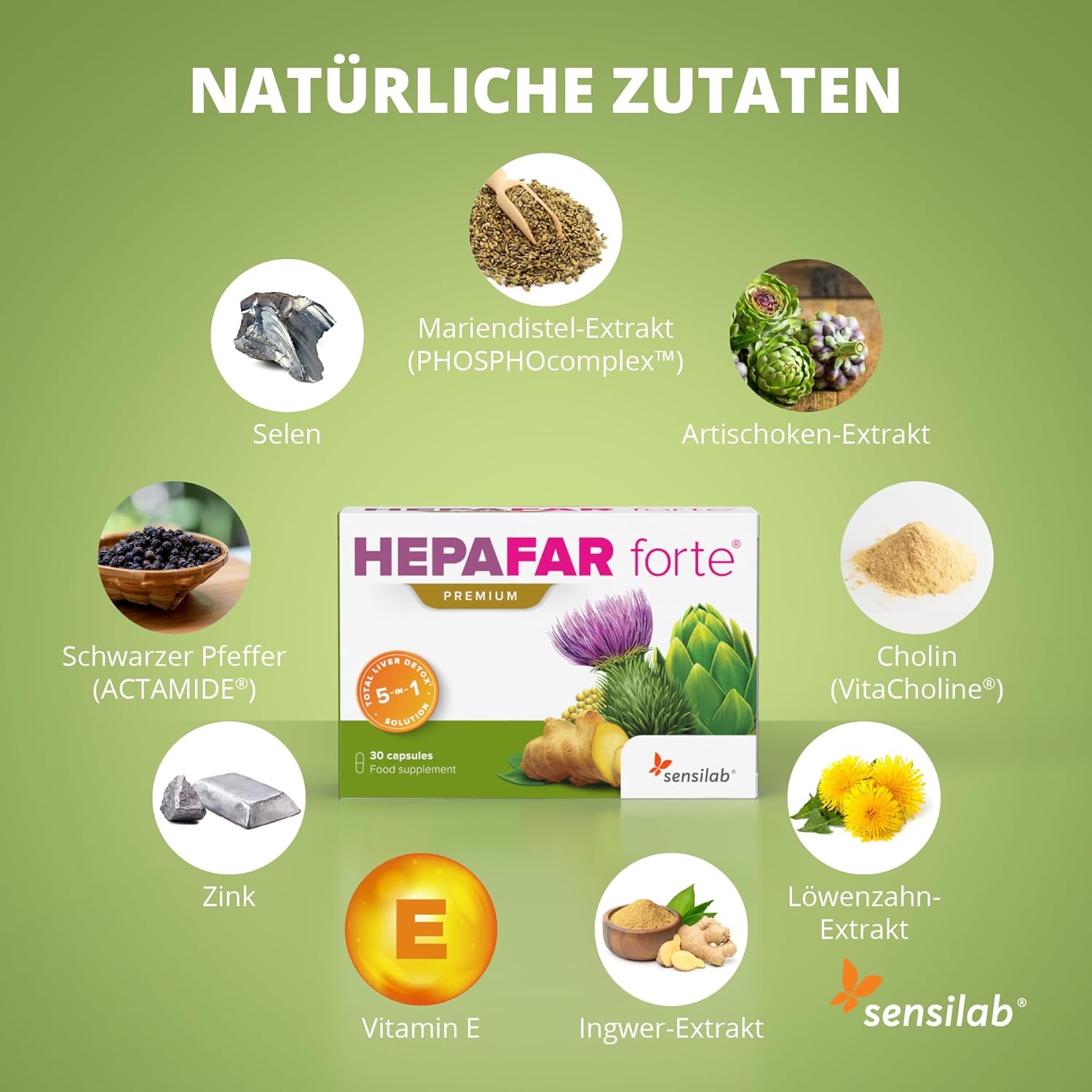 Thumbnail 1 de Hepafar Forte Premium Mariendistel/Artischocke/Löwenzahn Komplex mit Vitamin E – Leber Kur, 120 Kapseln für 60 Tage