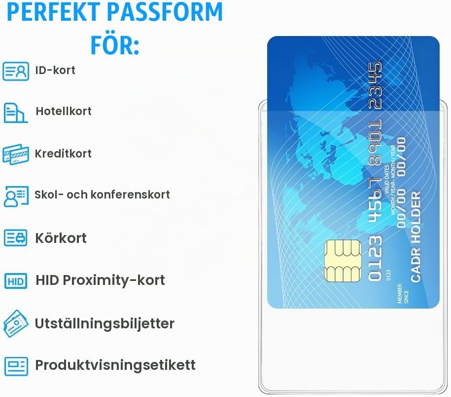Detalle 1 de Vicloon kortskydd i PVC, 50 transparenta korthållare, 9,3 × 6 cm