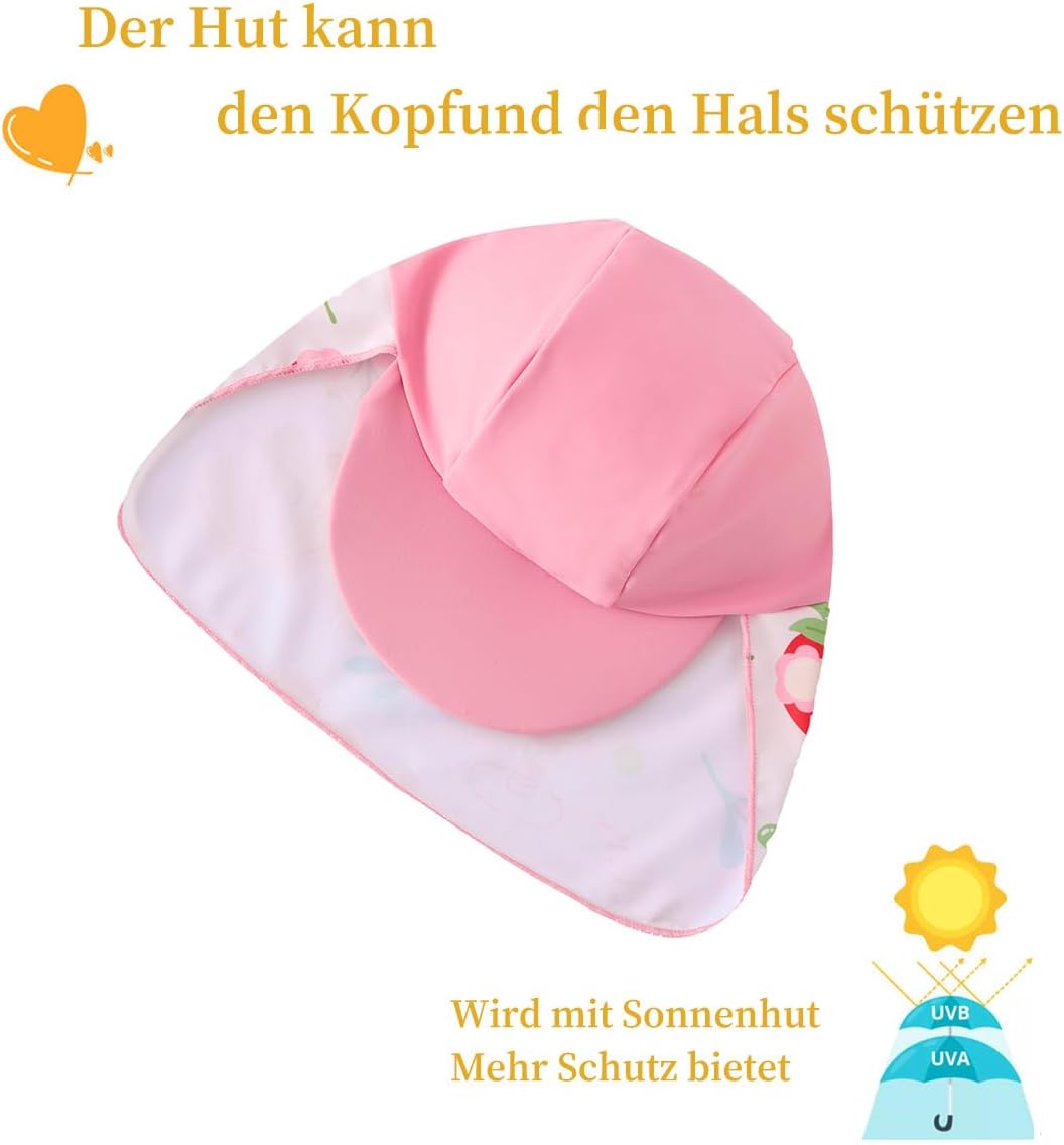 Detalle de UMELOK Baby Badebekleidung Mädchen Badeanzug mit Sonnenhut UV Schutz – UPF 50+