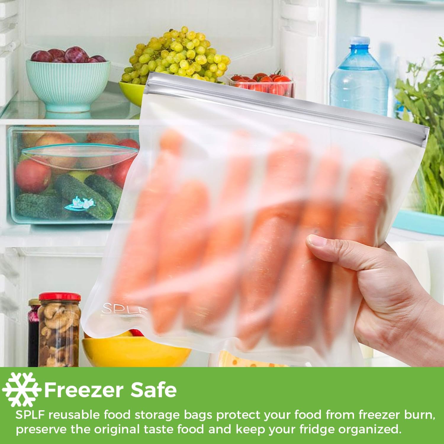 Detalle 1 de SPLF Reusable Food Storage Bags, 1 Gallon
