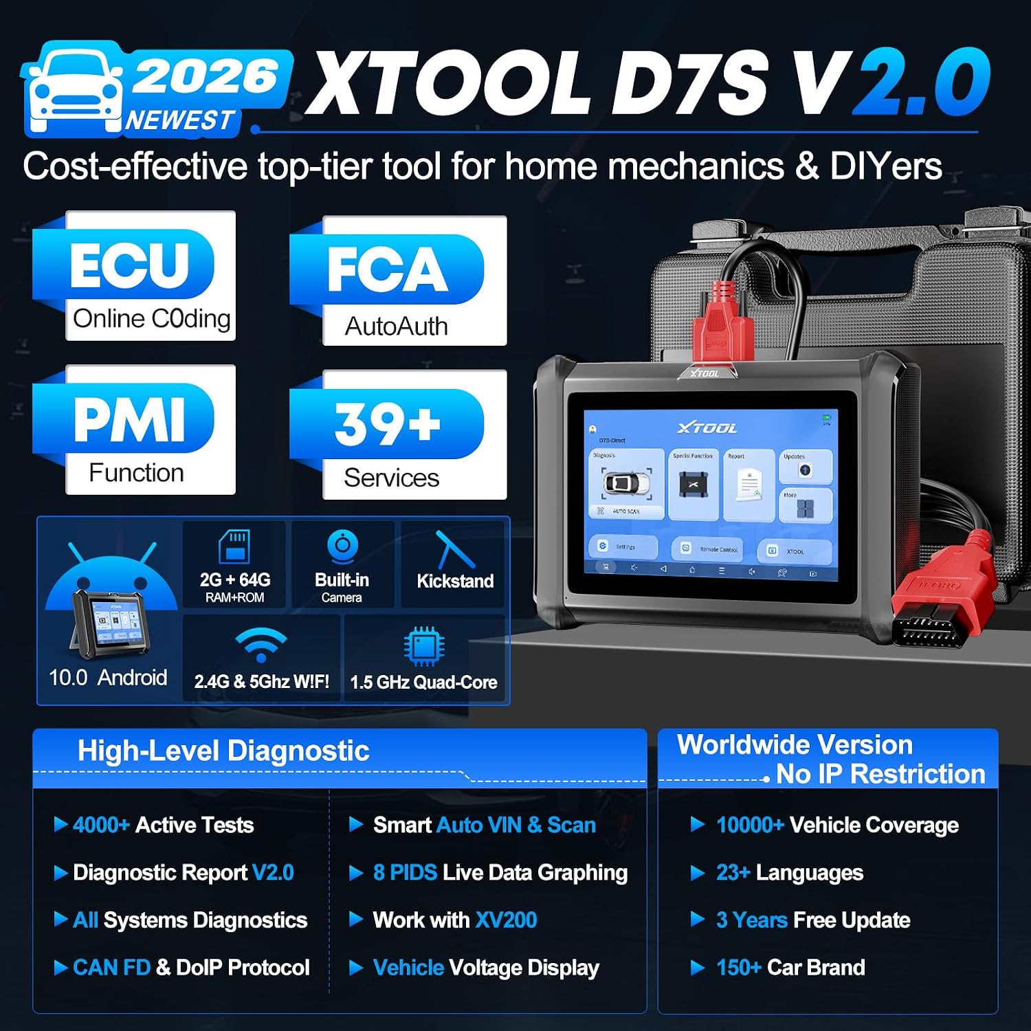 Thumbnail 1 de XTOOL D7S 3-Year Update OBD2 Scanner