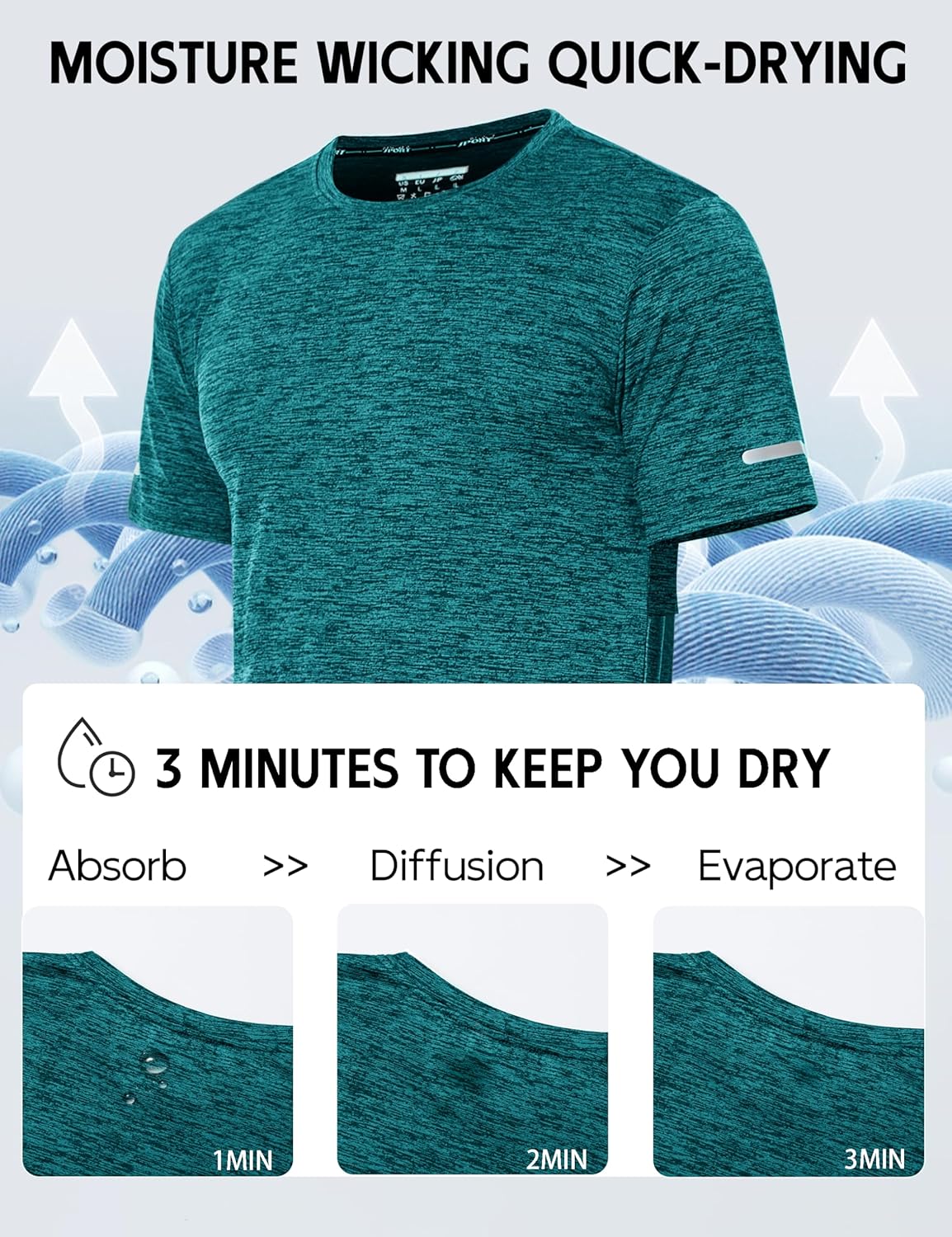 Detalle 2 de MAGCOMSEN Herren Sportshirt Kurzarm Laufs Shirt