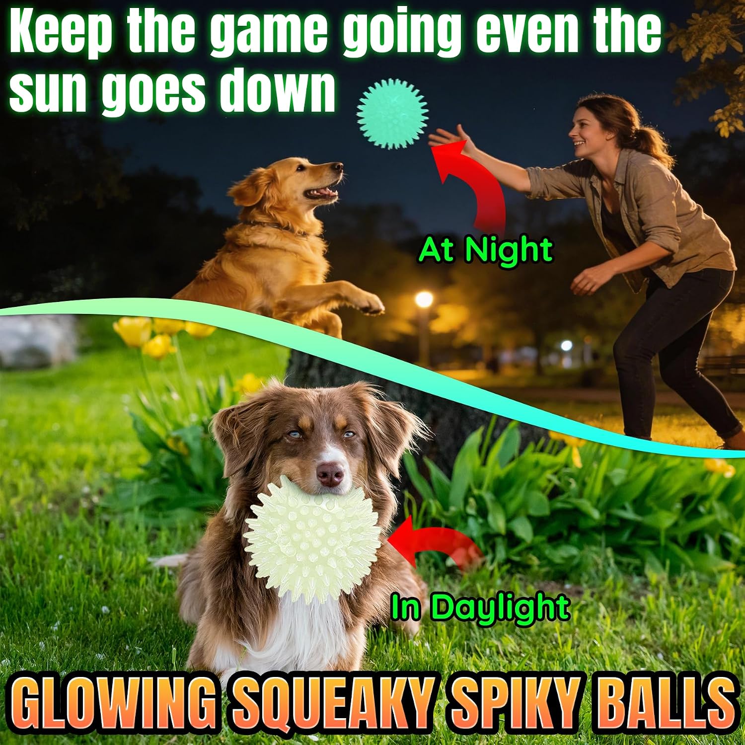 Detalle 2 de LECHONG Glow in the Dark Dog Balls 4-Pack