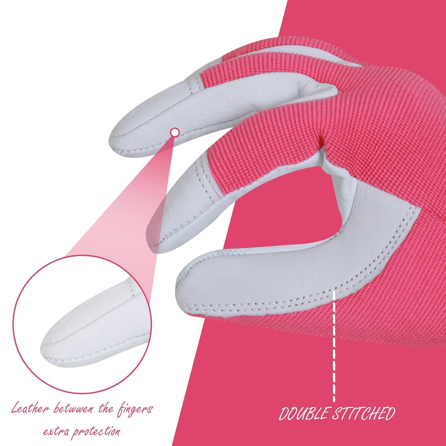 Thumbnail 4 de SAWANS leather gardening gloves for men & women – thorn proof work gloves (Pink, M, pack of 1)