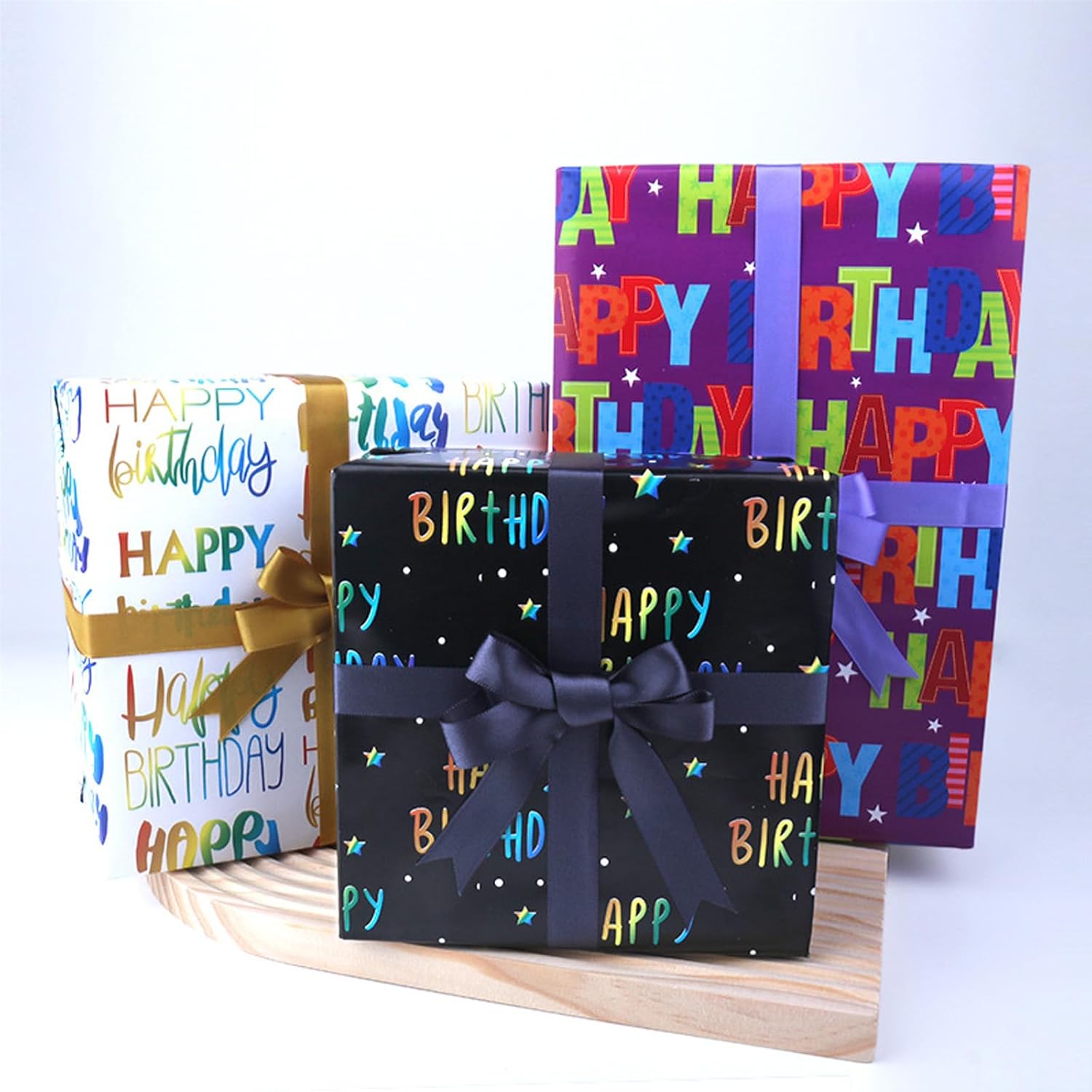 Thumbnail 6 de Liiqin 6er Geschenkpapier-Set (50x70 cm) mit „Happy Birthday“-Motiven für Kinder, Jungen & Mädchen – Schwarz