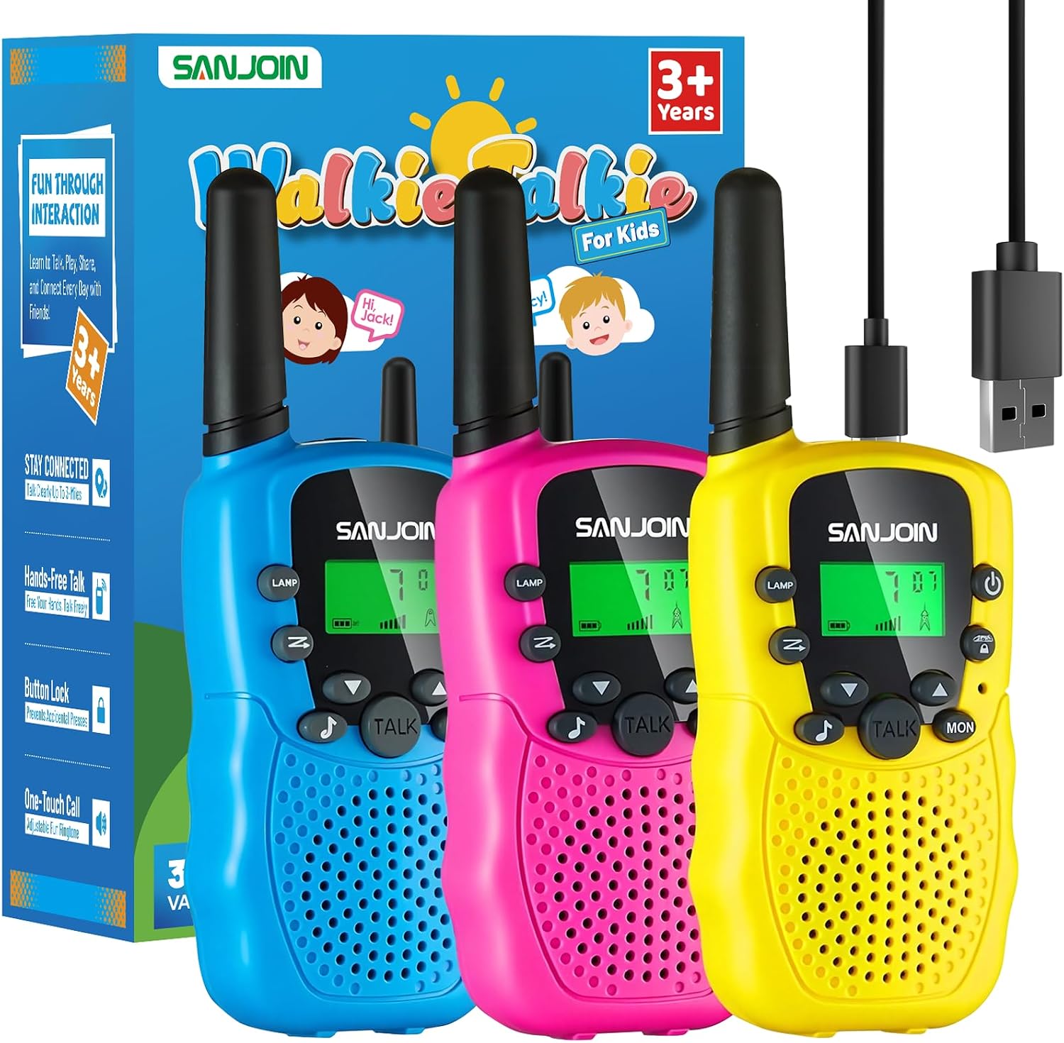 Detalle de Rechargeable Kids Walkie Talkies (2000mAh) for Ages 3–12 — 2-Way Radios with Long-Lasting Battery