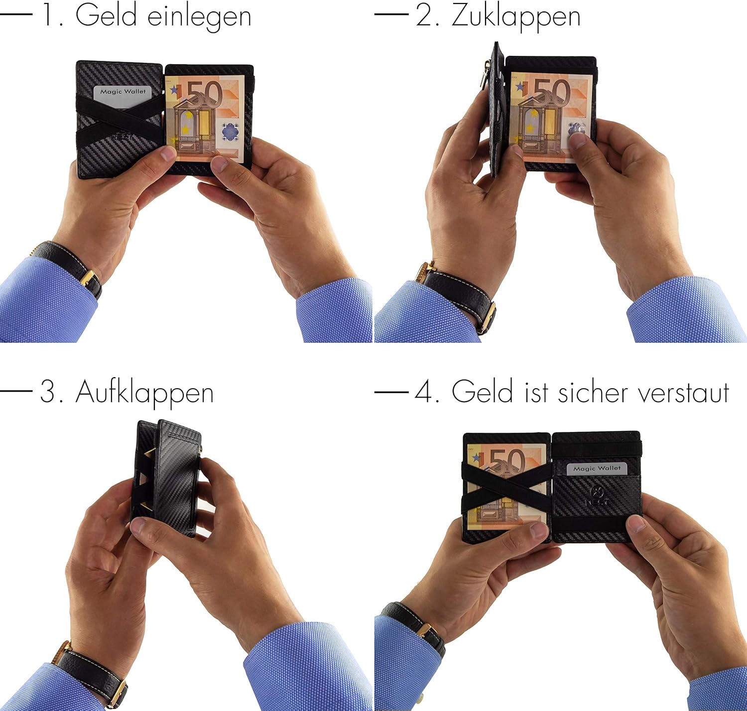 Detalle de WEST - Magic Wallet (Klassiker) mit großem Münzfach – RFID-Schutz, Geschenkbox