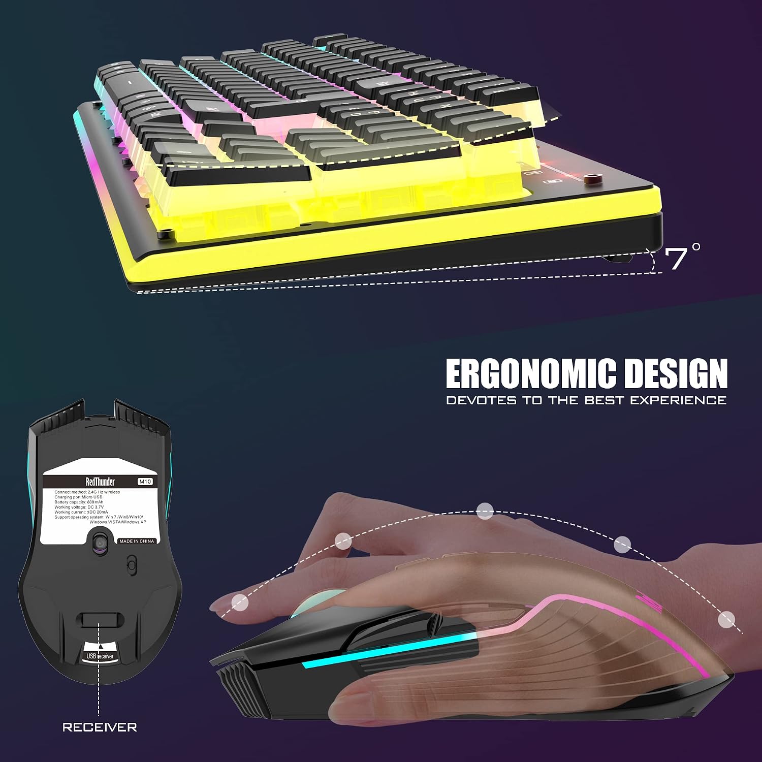 Thumbnail 6 de RedThunder wireless gaming keyboard and mouse combo, 3800mAh