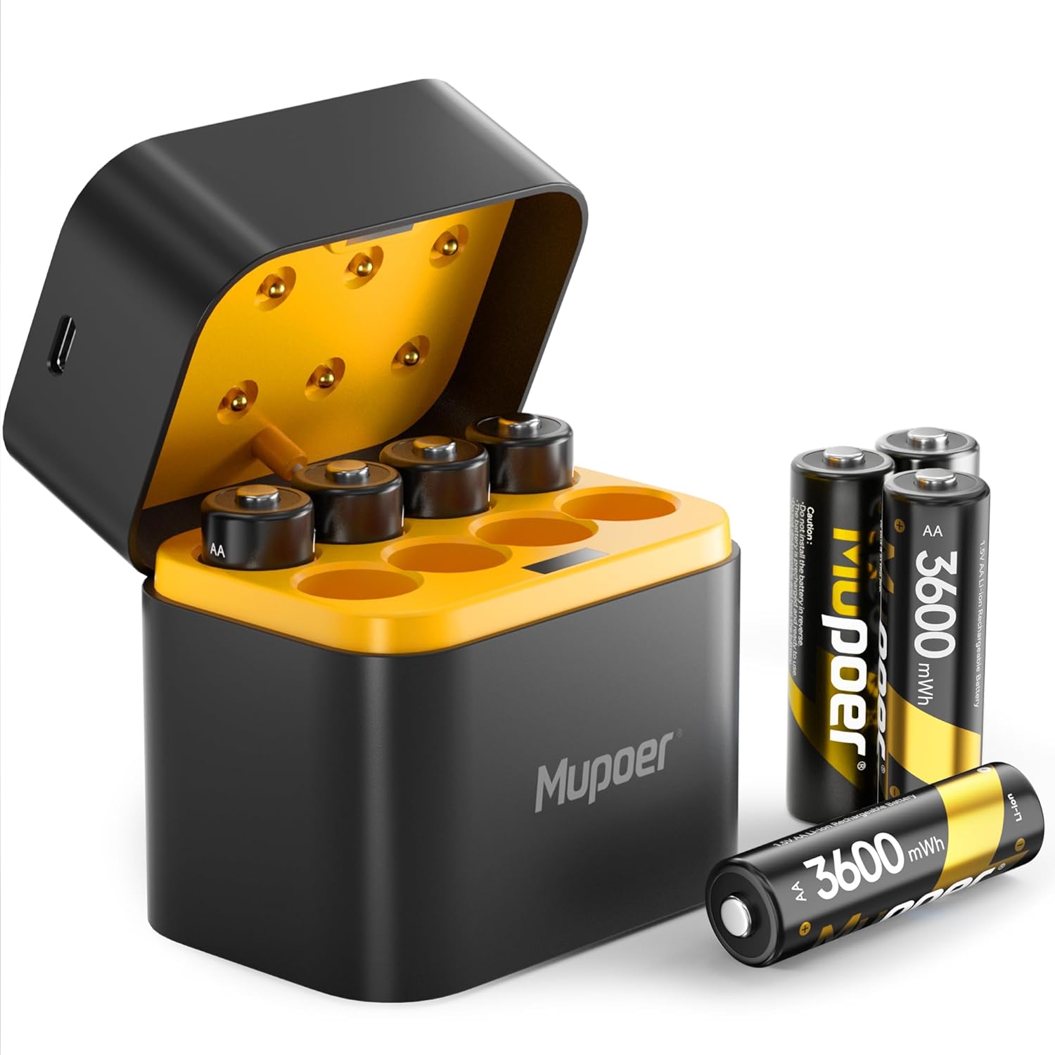 Detalle de Rechargeable AA 3600mWh Lithium Batteries with Charger (8-Pack) – 1.5V rechargeable cells for Blink Outdoor & high-power devices