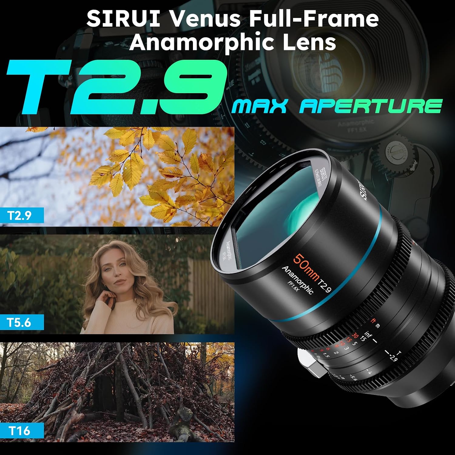 Detalle 1 de SIRUI FFEK6-E 50 mm T2.9 1,6x – pełnoklatkowy obiektyw anamorficzny Sony E