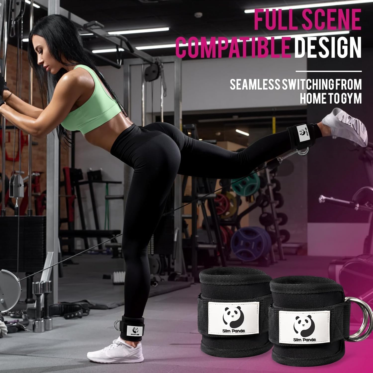 Thumbnail 3 de Slim Panda Sangle cheville musculation avec anille en D (neoprene) pour poulies et machines