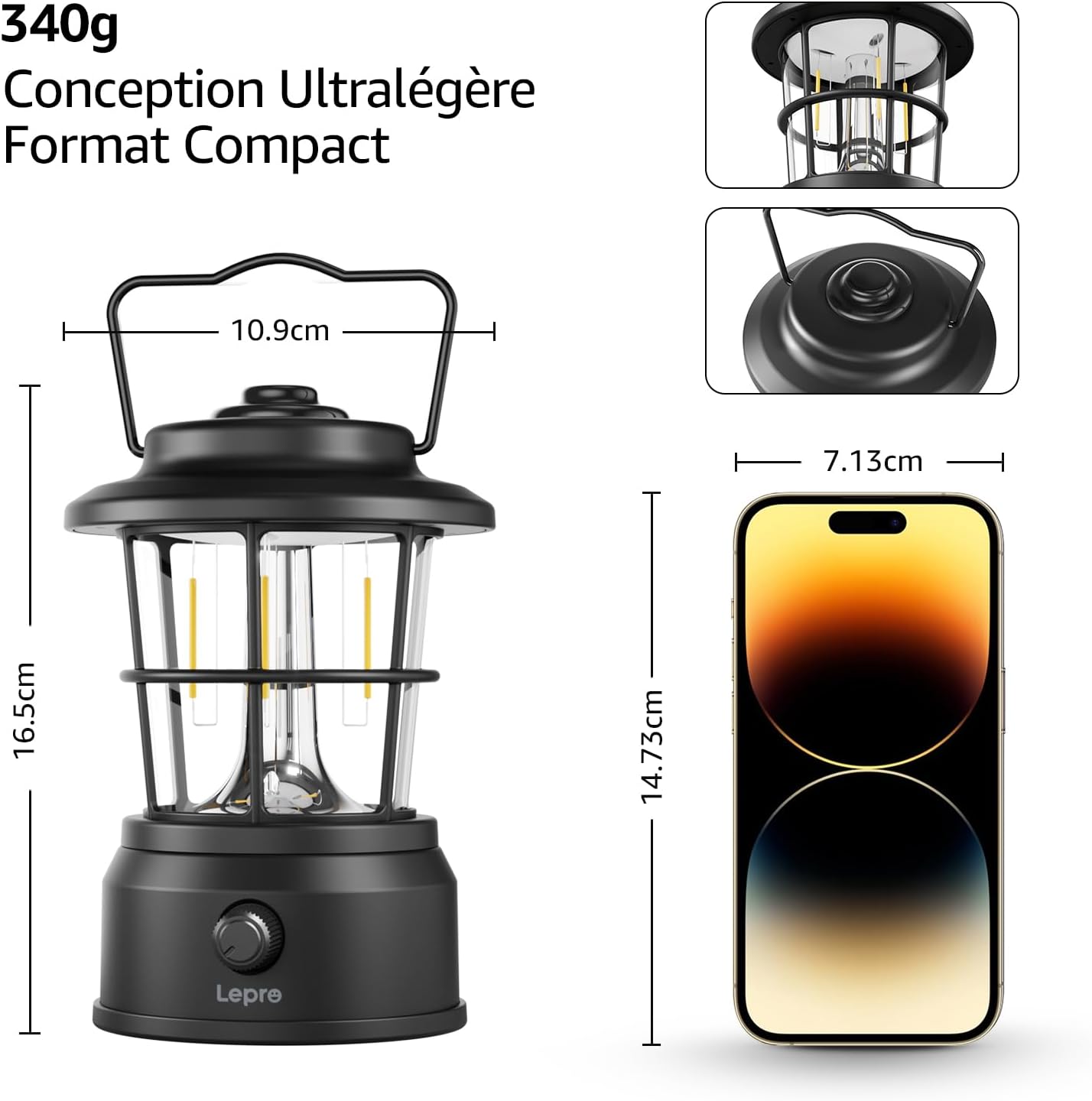 Thumbnail 6 de Lepro Lampe Camping Rechargeable — 4 Modes, 3600 mAh et Power Bank, IPX4