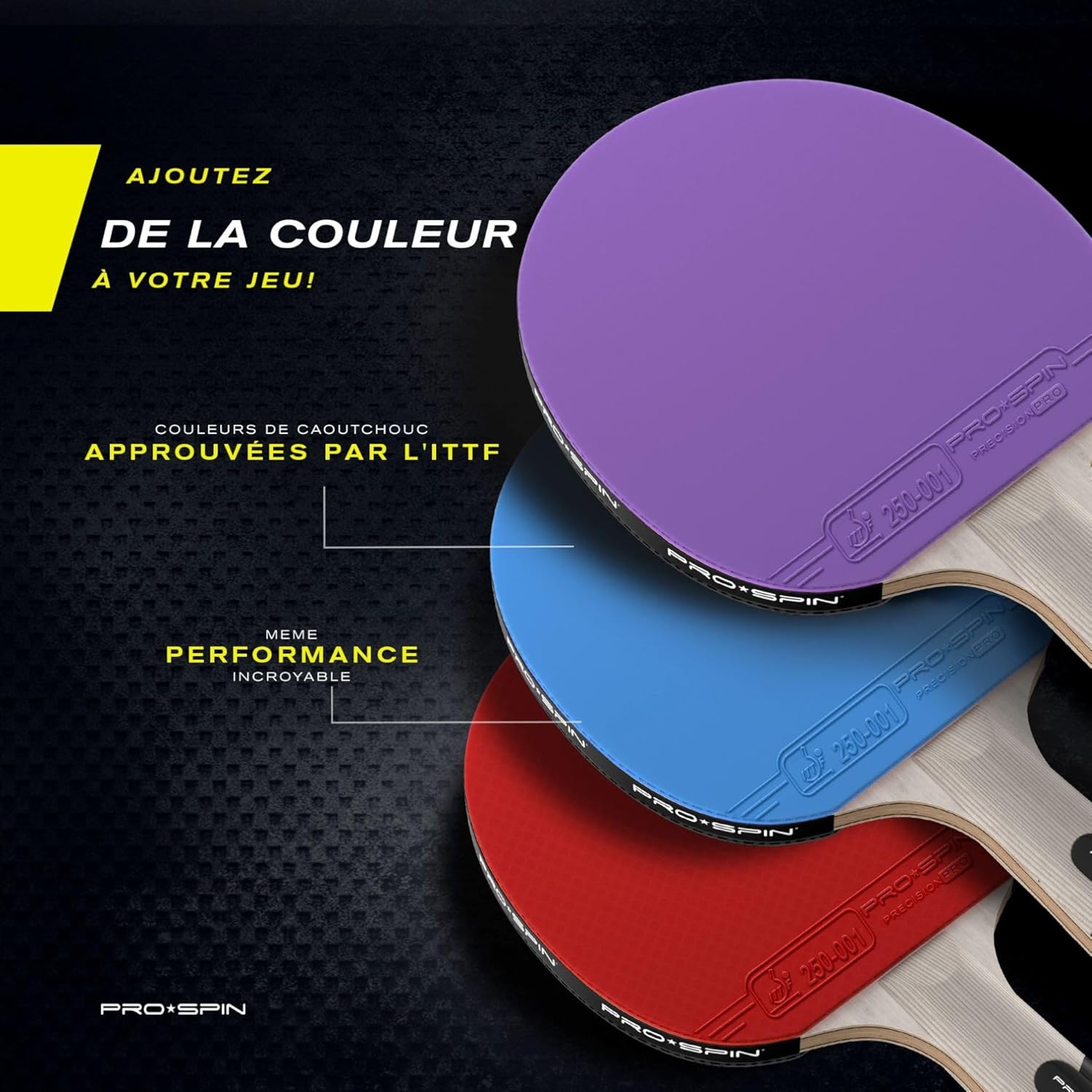 Thumbnail 4 de Raquette de ping-pong PRO-SPIN Série Elite 7 plis homologuée ITTF (fibre de carbone, mousse 2 mm, étui)