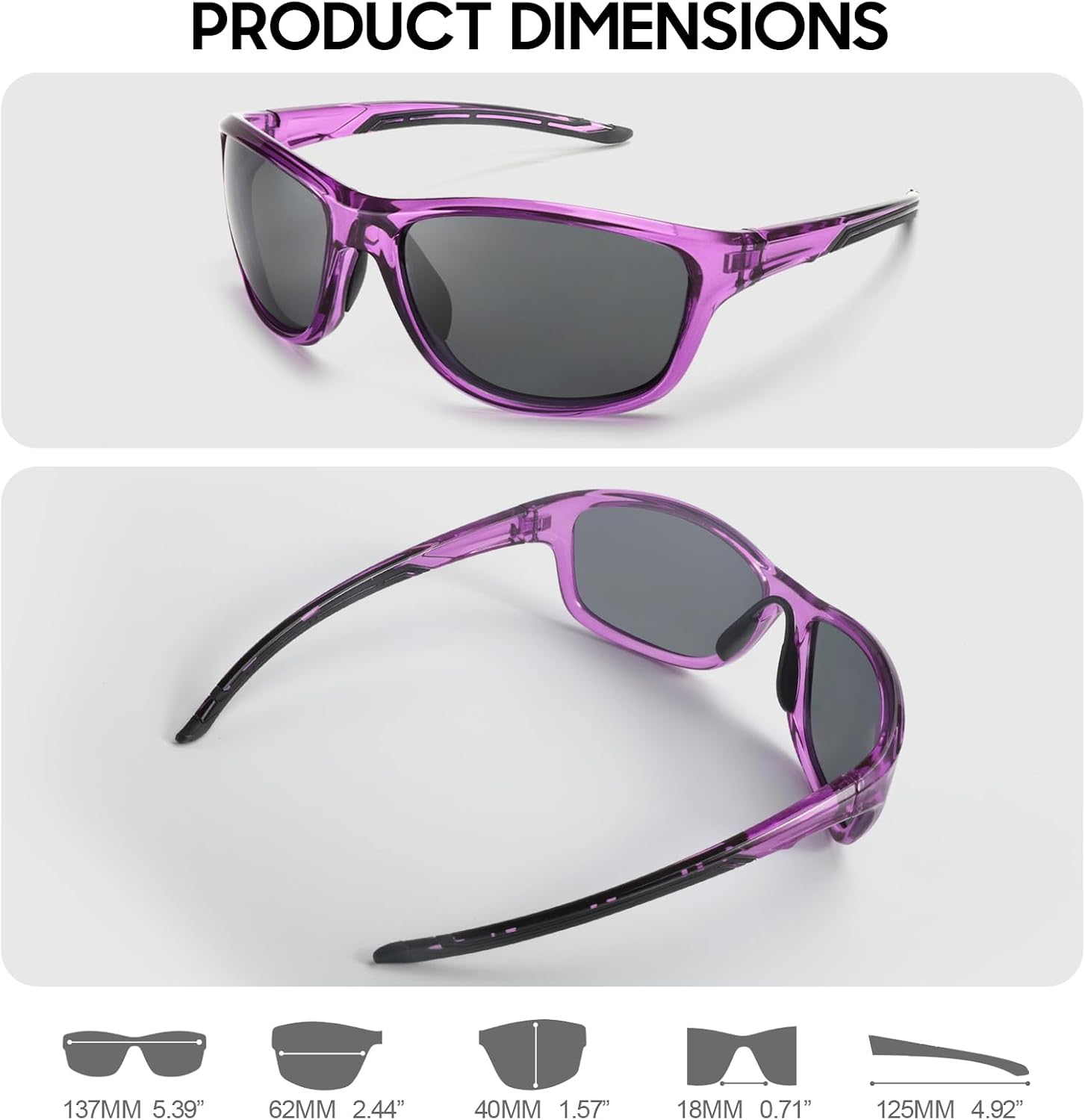 Detalle de LVIOE Sport Sunglasses: Polarised Wrap-Around UV400 Protection for Cycling, Hiking and Running