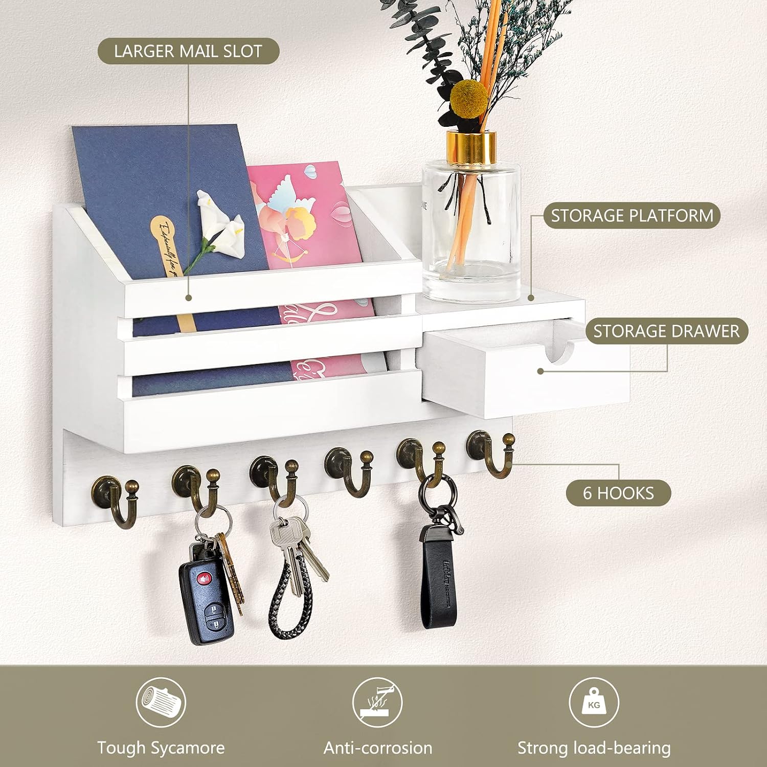 Thumbnail 4 de FifthQuarter Key and Mail Holder with 6 Hooks 1️⃣
