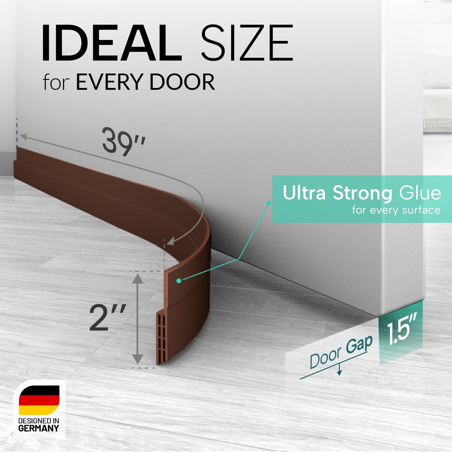 Thumbnail 1 de Vellure 5x Premium Door Draft Excluder Strip – Quick Fit Door Seal for Energy Saving