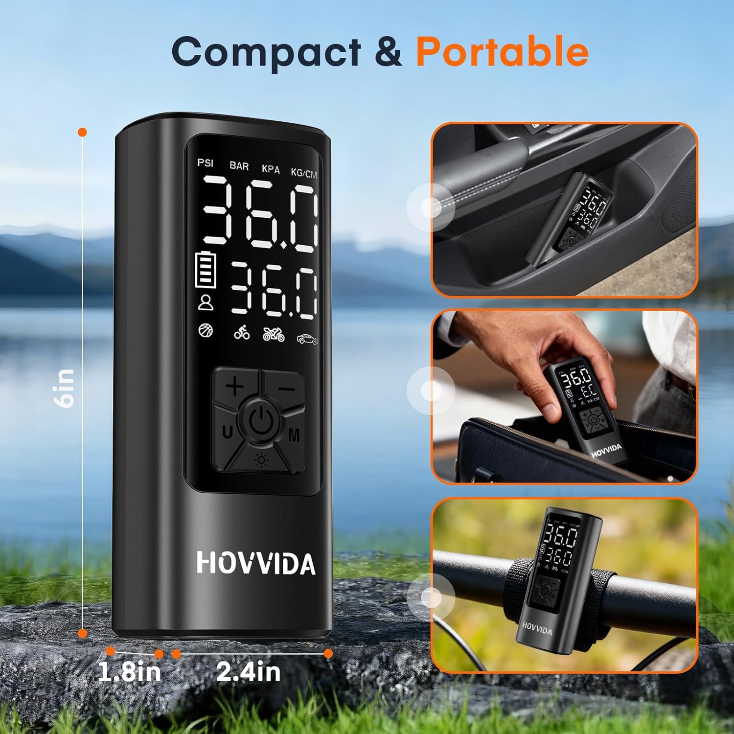 Thumbnail 3 de HOVVIDA Tire Inflator 150PSI Portable