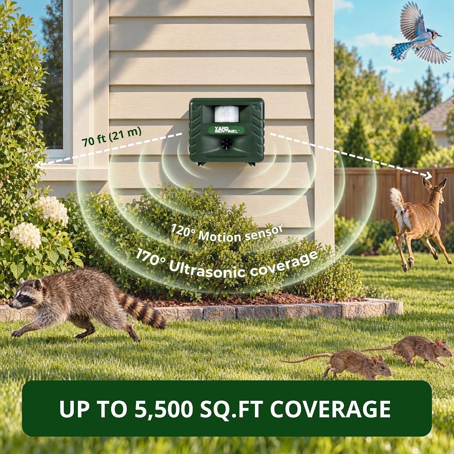 Detalle 2 de ASPECTEK - Yard Sentinel Ultrasonic dierenverjager met infraroodsensor