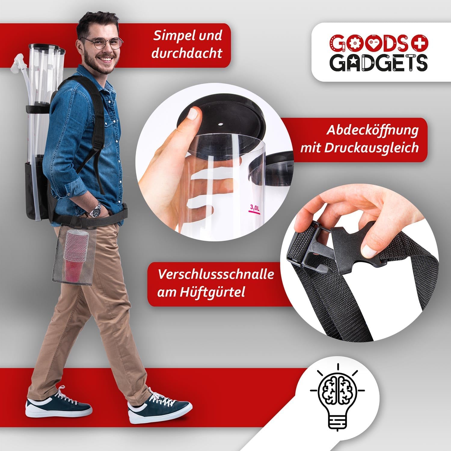 Thumbnail 2 de GOODS+GADGETS Le succès culte Duo sac à dos à bières (double sac à dos) pour boissons 2 x 3 litres