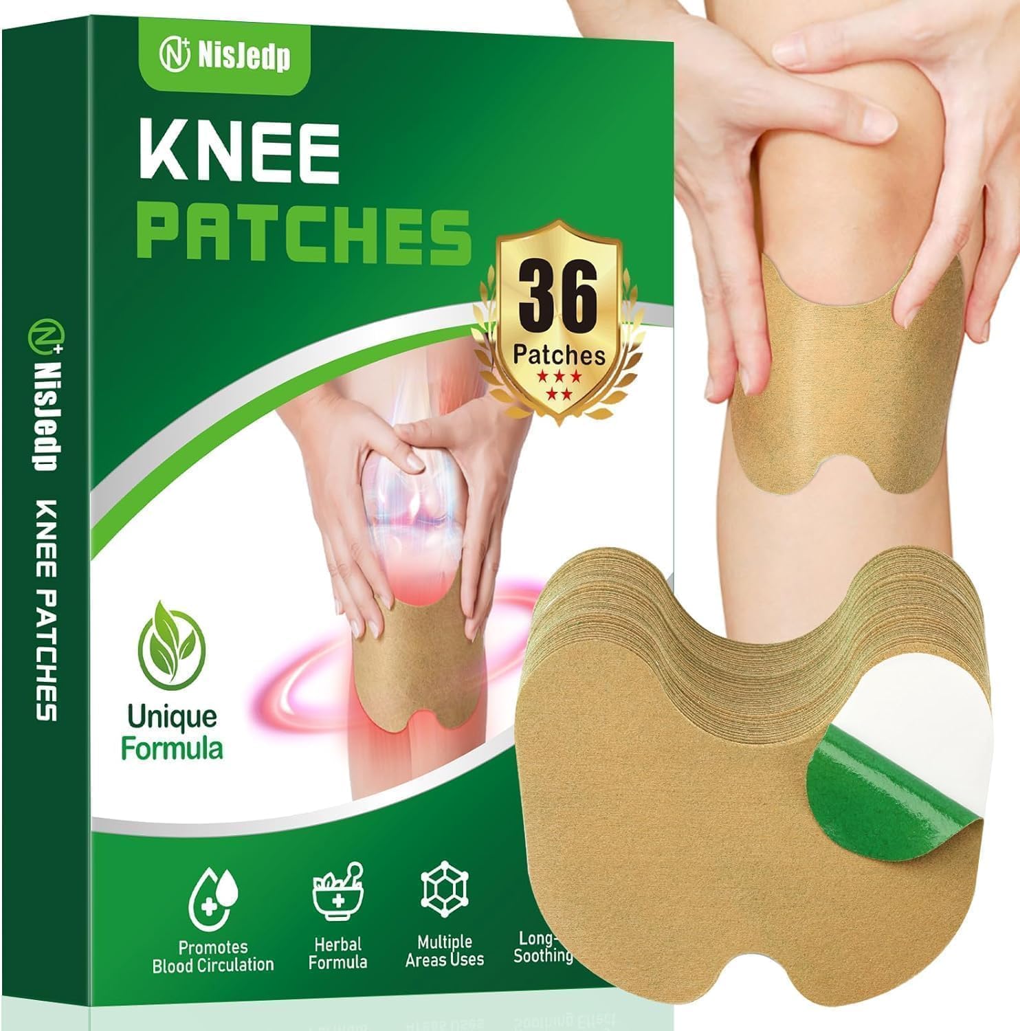 Detalle de NisJedp Wormwood Pain Relief Patches, 36 Count, Self-Heating